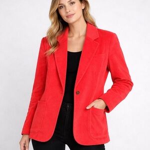 Chadwick’s Wool Cashmere Blend Blazer Red Tailored Jacket Sz 12 Academic